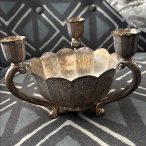 Vintage Italian Silver Plated Candle Holder or Flower Bowl